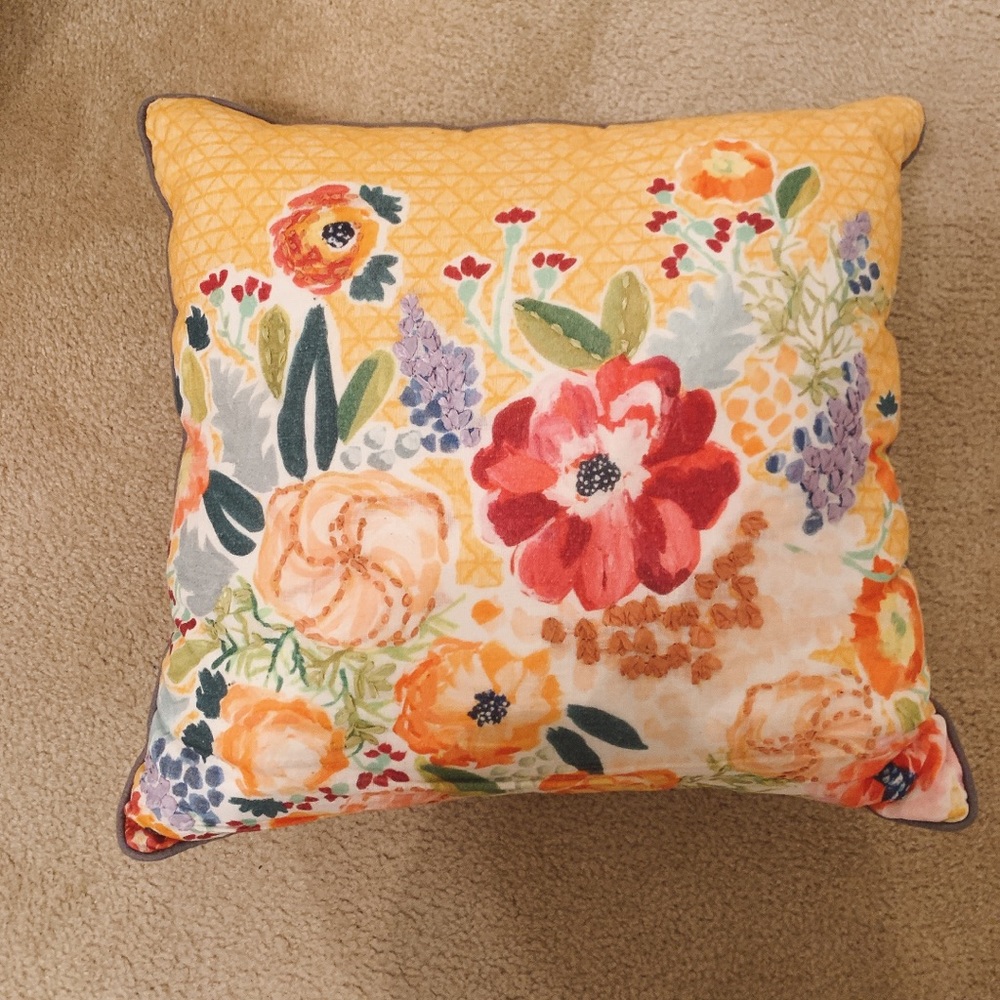 Anthropologie Yellow Flower Pillow